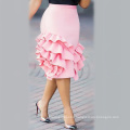 Women Pencil Skirt Pink Ruffle High Waist Slim Female Package Hip Lolita Jupes Bodycon Lady Falads Officewear Elegant Femme 2019